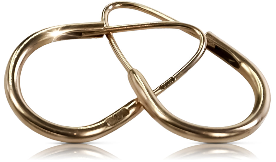 Rose pink 14k 585 gold Vintage Hoops earrings ven016