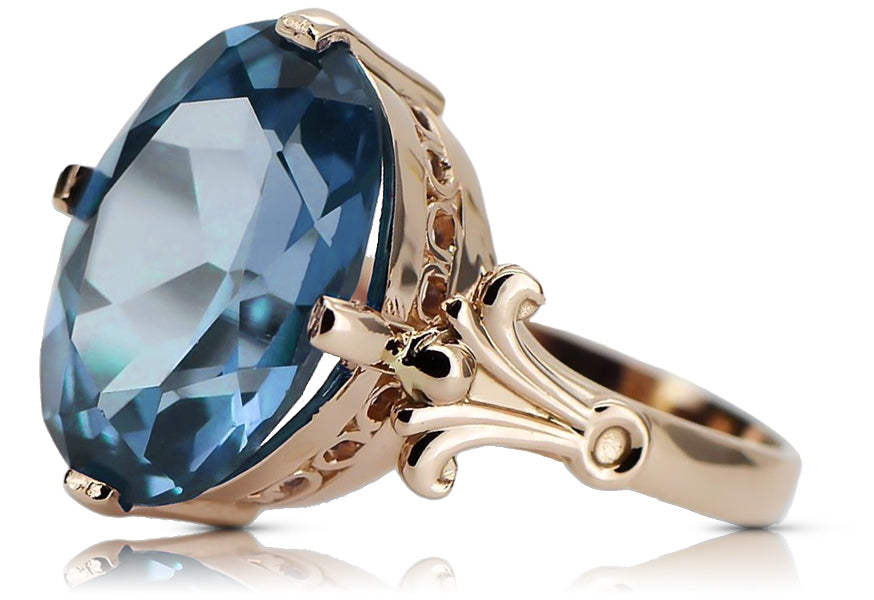 Ring Vintage craft Aquamarine Original Vintage 14K Rose Gold vrc369r vrc369r-aq