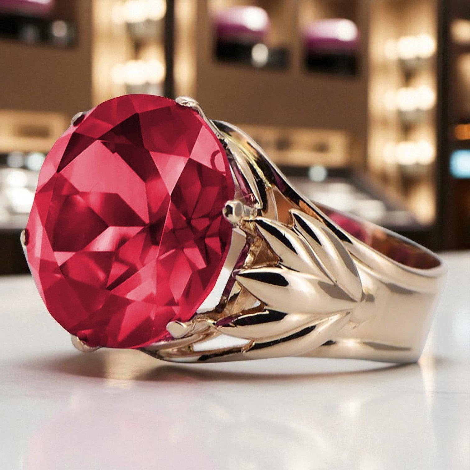 Vintage rose pink 14k gold 585 Ruby ring vrc029 Vintage