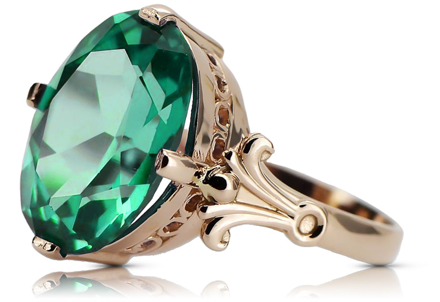 Original Vintage 14K Rose Gold Emerald Ring Vintage vrc369r vrc369r-em
