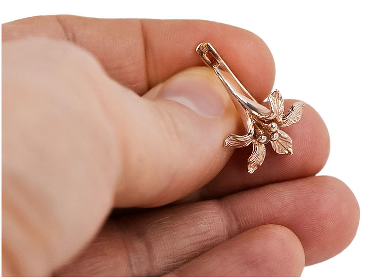 silver 925 rose gold plated  Vintage Flower earrings ven222rp