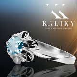Sterling silver 925 Aquamarine Ring Vintage Jewlery vrc004s vrc004s-aq