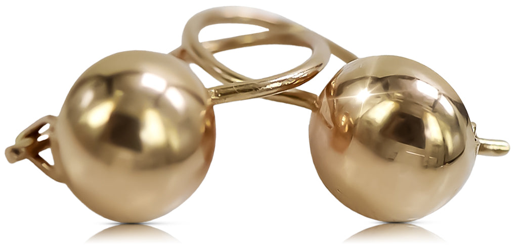 Vintage rose pink 14k 585 gold Vintage ball earrings ven178