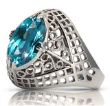 Vintage silver 925 Aquamarine ring vrc030s Russian Soviet style