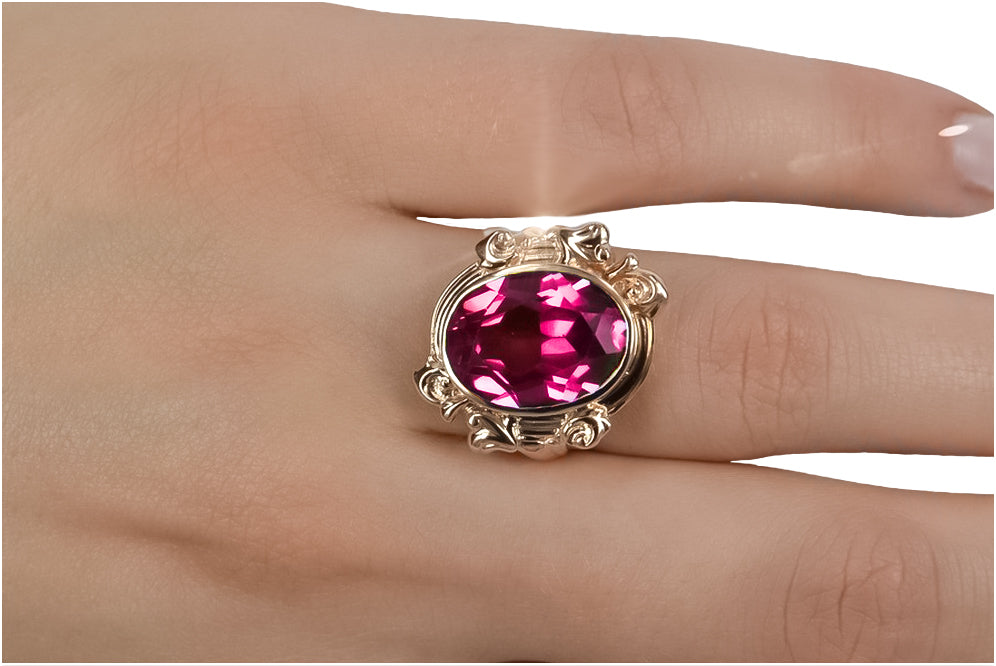 Ring Vintage Jewlery Ruby Original Vintage 14K Rose Gold vrc100r vrc100r-rb