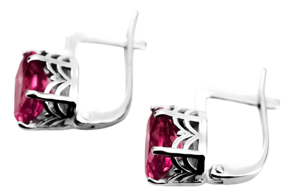 Silver 925 Russian style ruby earrings vec003s Vintage Russian Soviet style vec003s-rb