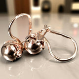 Vintage rose pink 14k 585 gold Vintage ball earrings ven180