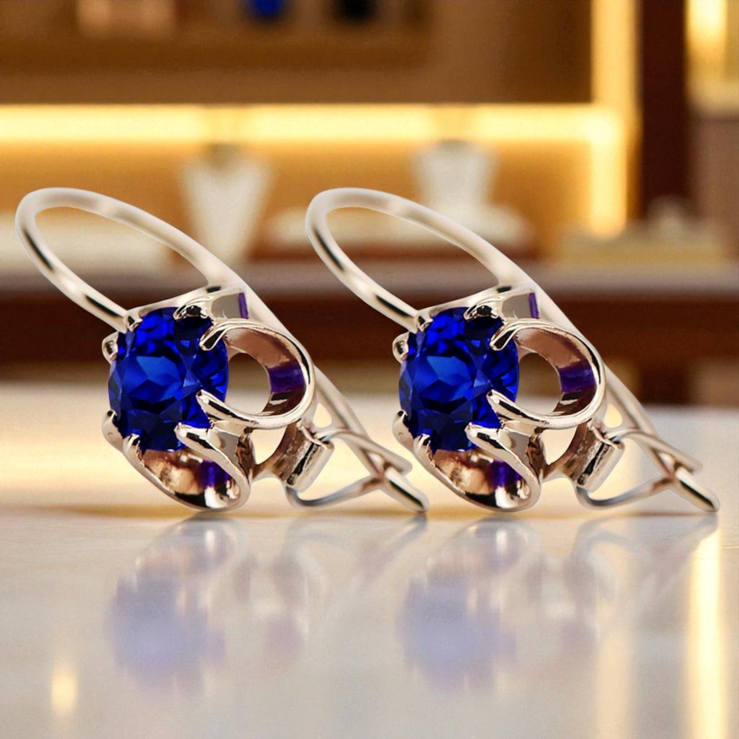 Rose pink 14k 585 gold sapphire earrings vec035 Vintage Russian Soviet style vec035r-sp