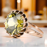 Ring Vintage Yellow Peridot Original Vintage 14K Rose Gold vrc035r