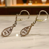 Vintage rose pink 14k 585 gold Vintage leaf earrings ven110
