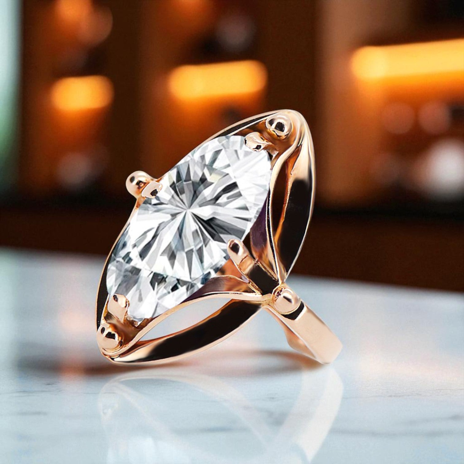 Ring Zircon Original Vintage 14K Rose Gold Vintage craft vrc047r