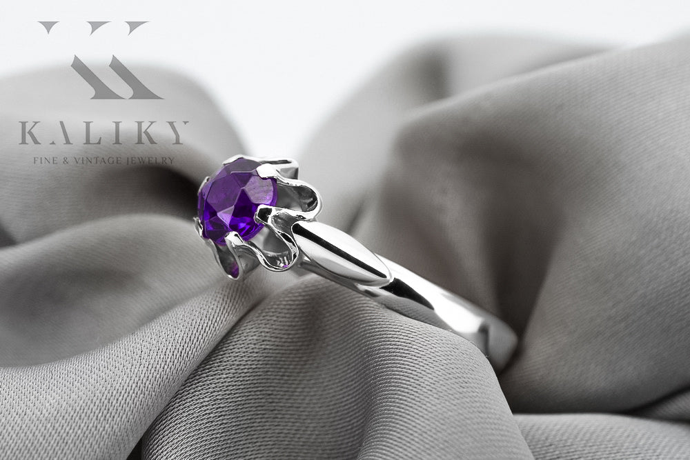 Alexandrite Sterling silver 925 Ring Vintage style vrc094s vrc094s-ax