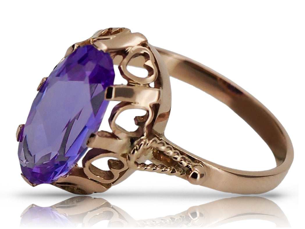 Vintage rose pink 14k gold 585 Alexandrite ring vrc134 Vintage