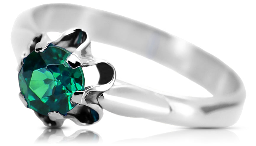 Ring Emerald Sterling silver 925 Vintage Jewlery vrc094s