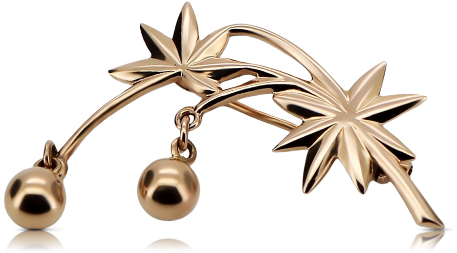 Rose pink 14k 585 gold brooch voth001r Vintage Russian Soviet style