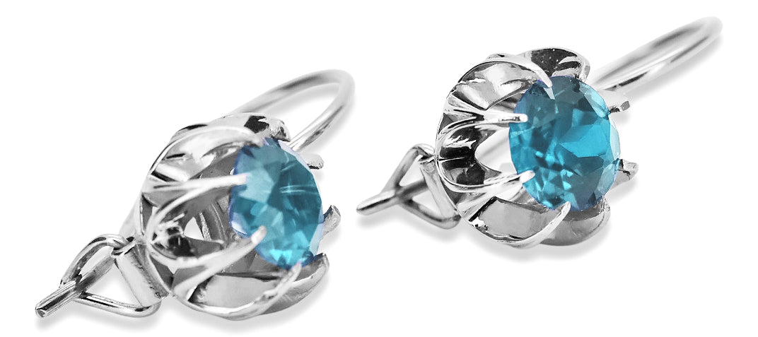 Vintage 925 Silver aquamarine earrings vec062s vec062s-aq