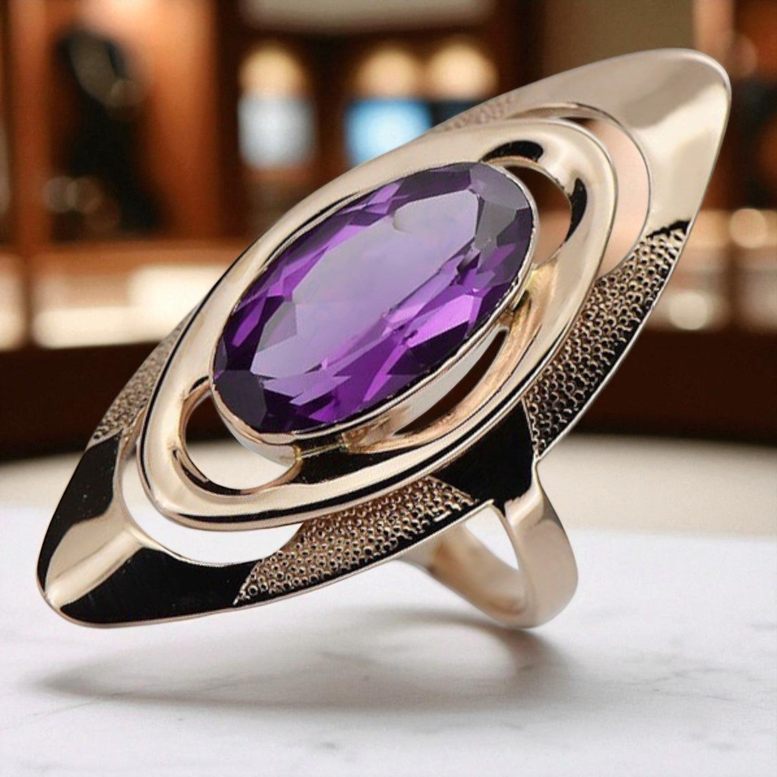 Vintage Rose 14k Gold 585 Amrthyst Ring vrc189 Vintage