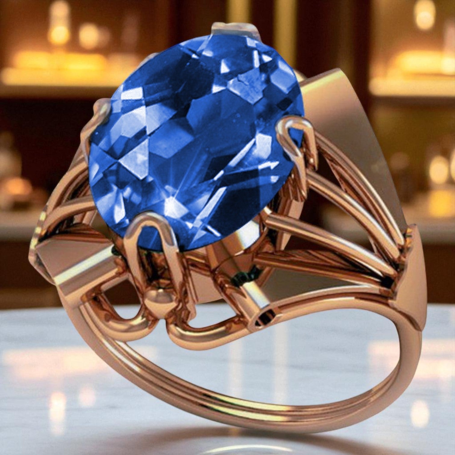 Vintage rose pink 14k gold 585 Sapphire ring vrc015 Vintage vrc015r-sp