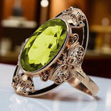 Vintage rose pink 14k gold 585 Peridot ring vrc014 Vintage