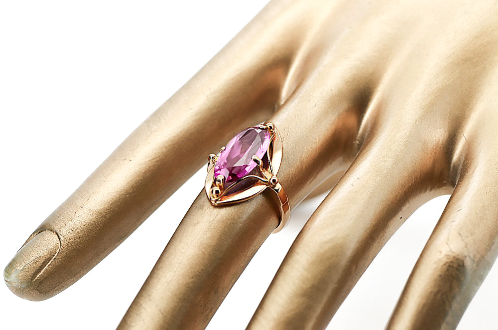 Amethyst Original Vintage 14K Rose Gold Ring Vintage style vrc047r vrc047r-am