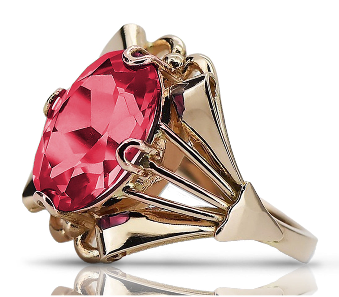 14k Rose Gold Ruby Ring Vintage Oval 10x14mm