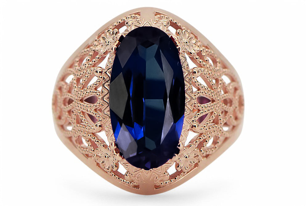 Vintage Ring Sapphire Original Vintage 14K Rose Gold vrc074r vrc074r-sp