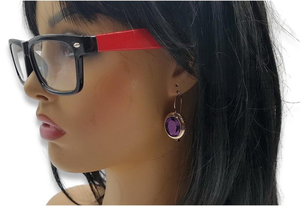 Vintage rose pink 14k 585 gold Amethyst earrings vec114 vec114r-am