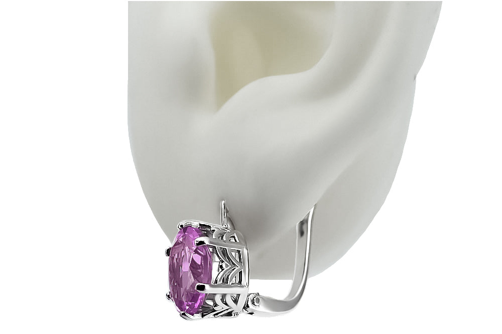 Silver 925 Russian style amethyst earrings vec003s Vintage Russian Soviet style