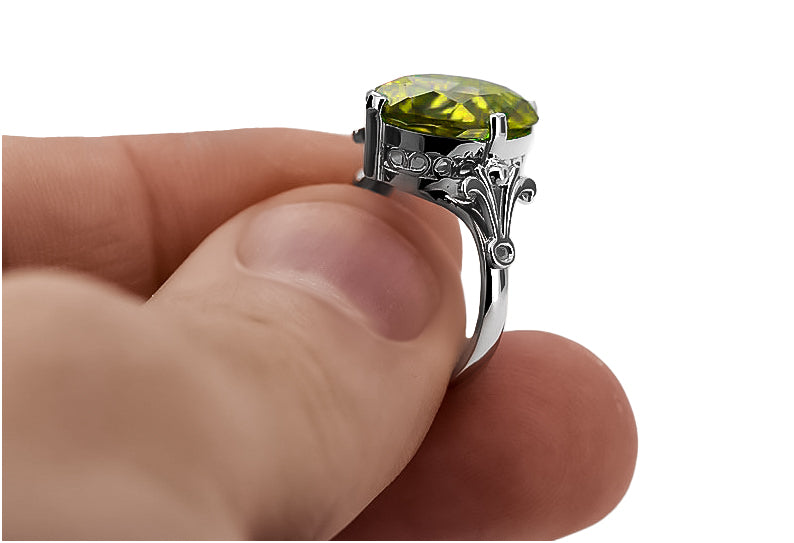 Ring Yellow Peridot Sterling silver 925 Vintage vrc369s vrc369s-yp