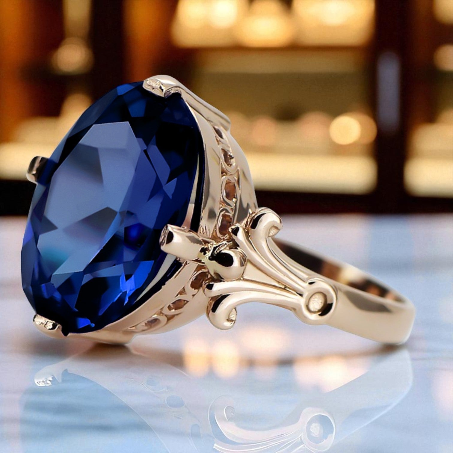 Original Vintage 14K Rose Gold Sapphire Ring Vintage craft vrc369r