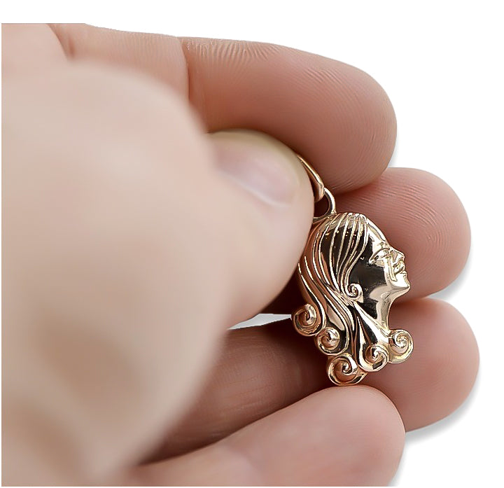 Pendant pendant made of rose red gold 14k 585 Vintage zodiac vzp001