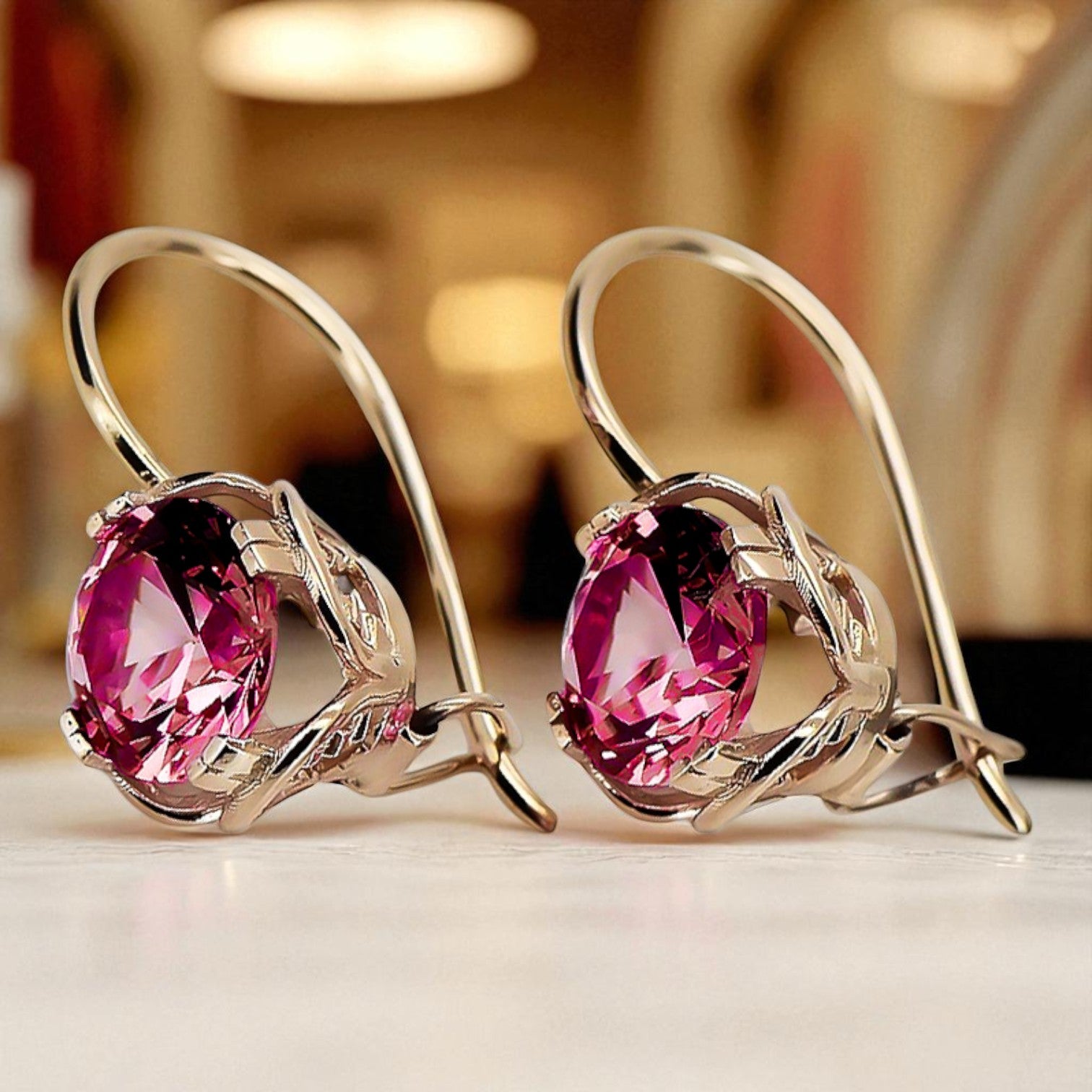 Ruby Original Vintage 14K Rose Gold Earrings vec029r vec029r-rb