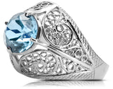 Silver 925 Aquamarine ring vrc026s Vintage