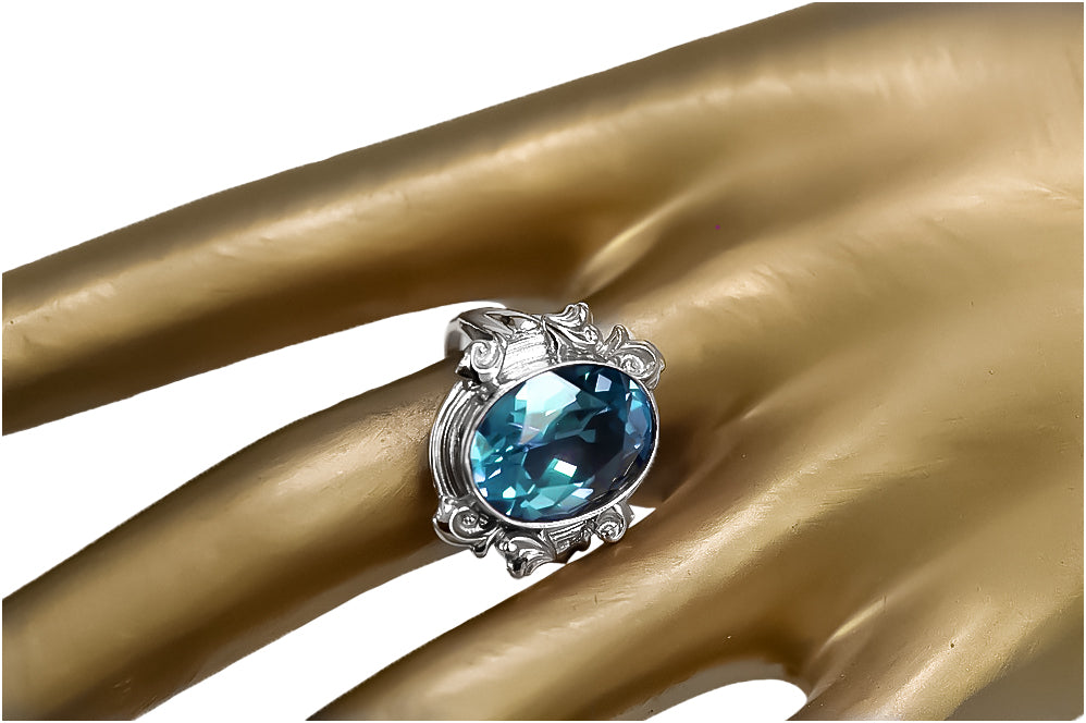 Ring Aquamarine Sterling silver 925 Vintage craft vrc100s vrc100s-aq