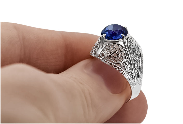 Silver 925 Sapphire ring vrc026s Vintage vrc026s-sp