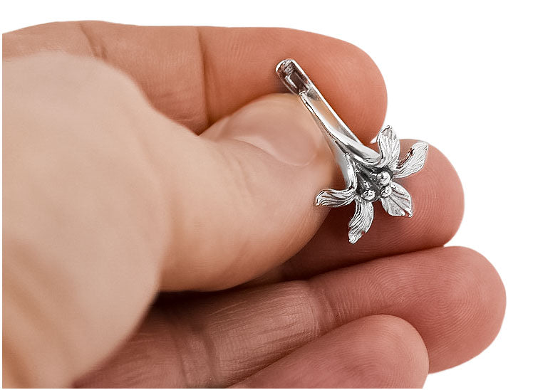 Silver 925 Vintage earrings Flower ven222s