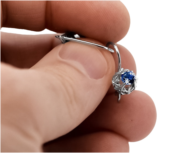 Silver 925 sapphire earrings vec145s Vintage vec145s-sp