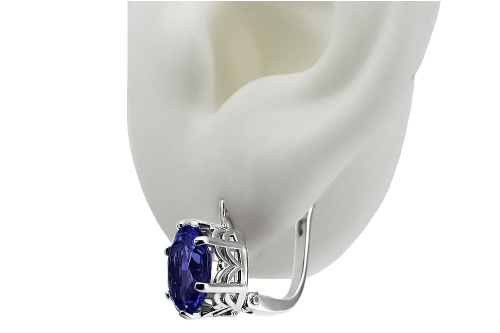 Silver 925 Russian style sapphire earrings vec003s Vintage Russian Soviet style vec003s-sp