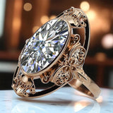 Vintage rose pink 14k gold 585 Zircon ring vrc014 Vintage