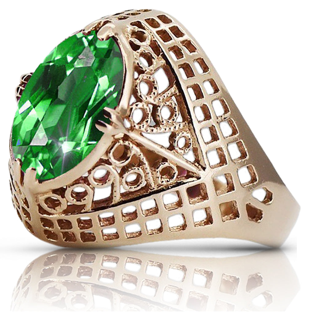 Vintage rose pink 14k gold 585 Emerald ring vrc030 Vintage