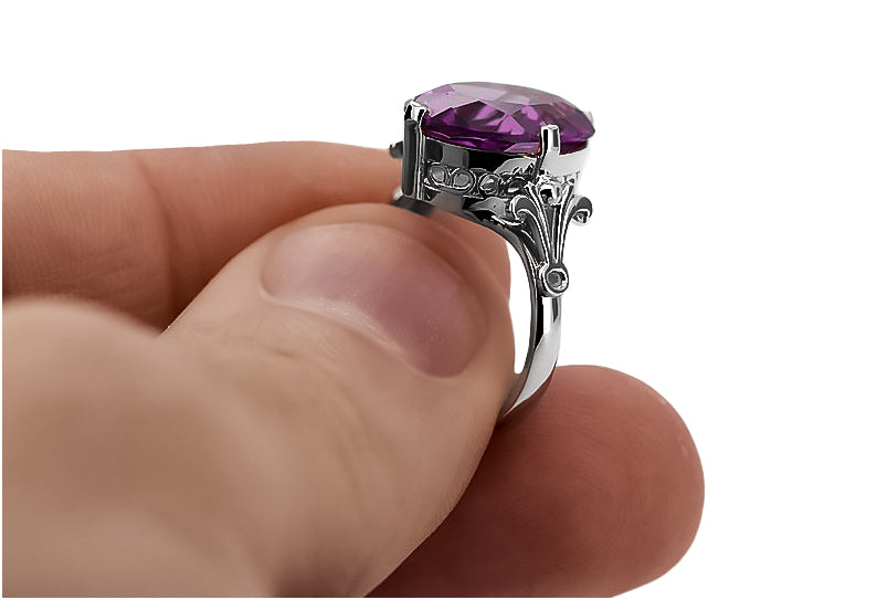 Ring Vintage Jewlery Amethyst Sterling silver 925 vrc369s vrc369s-am