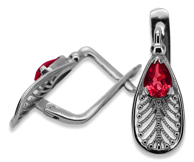 Vintage Vintage 925 Silver ruby earrings vec067s Vintage vec067s-rb