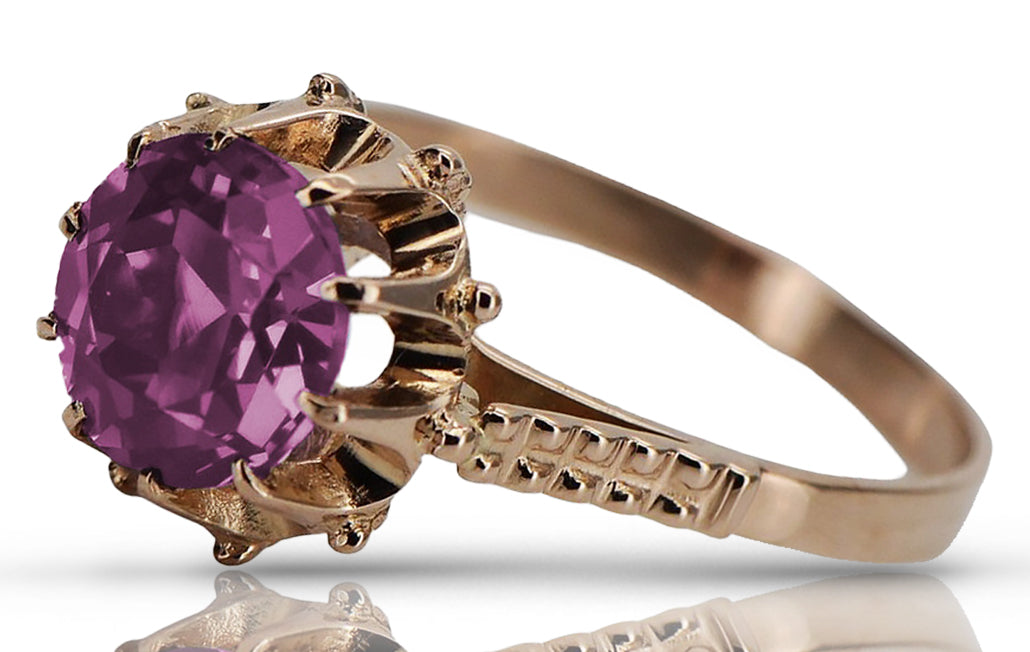 Vintage rose pink 14k gold 585 Amethyst ring vrc045 Vintage vrc045r-am
