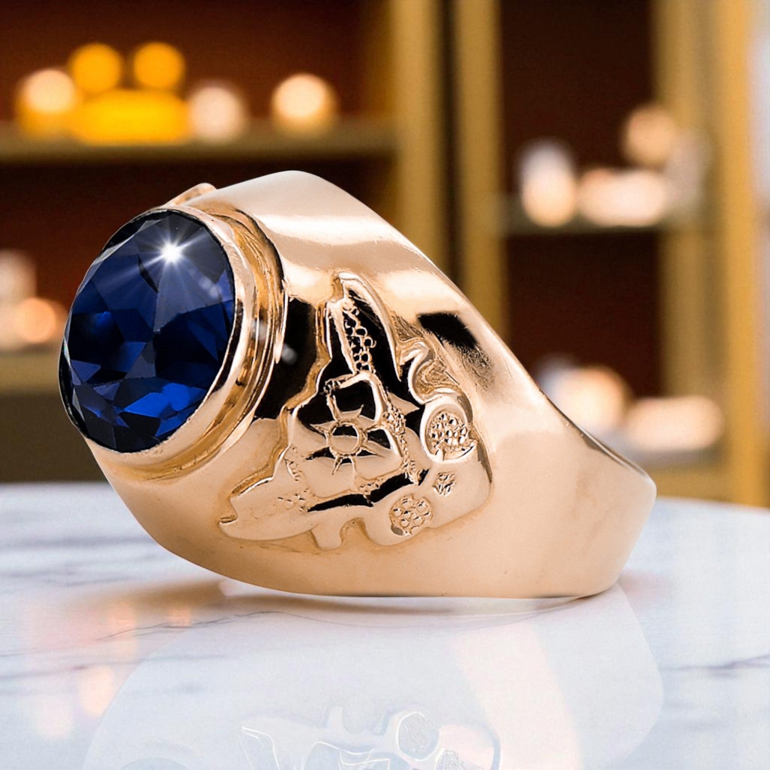 Vintage Ring Sapphire Original Vintage 14K Rose Gold vrc078r vrc078r-sp