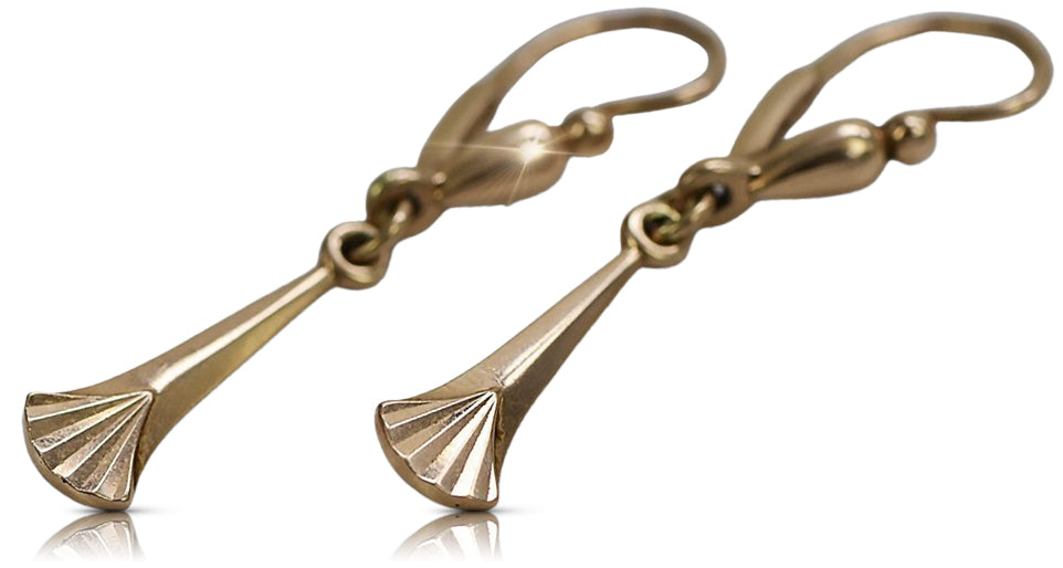 Vintage rose pink 14k 585 gold Vintage Hanging earrings ven160