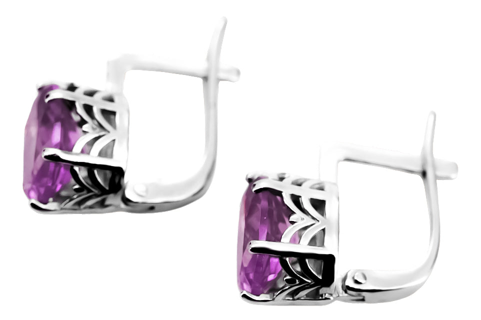 Silver 925 Russian style amethyst earrings vec003s Vintage Russian Soviet style