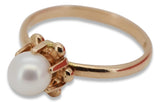 Rose 14k 585 gold pearl ring vrpr011r Russian Soviet Vintage style