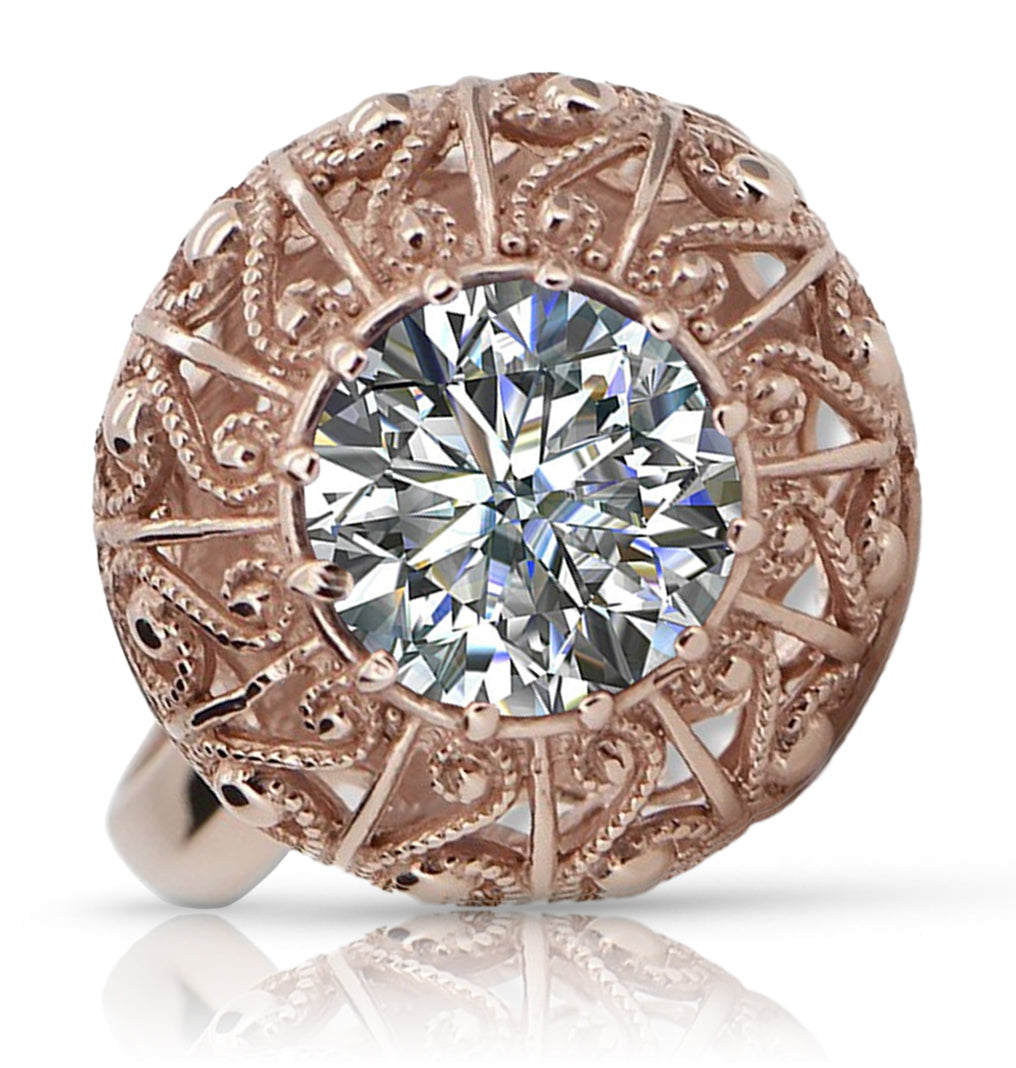 Ring Zircon Original Vintage 14K Rose Gold vrc059r vrc059r-zi