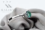 Ring Vintage Jewlery Emerald Sterling silver 925 vrc366s vrc366s-em