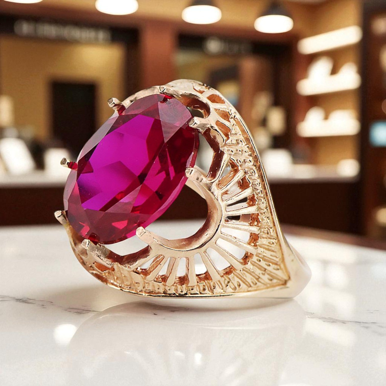 Ring Vintage craft Ruby Original Vintage 14K Rose Gold vrc003r vrc003r-rb